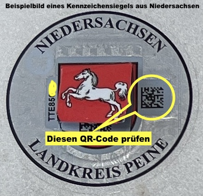 Beispielbild eines Kennzeichensiegels aus Niedersachsen