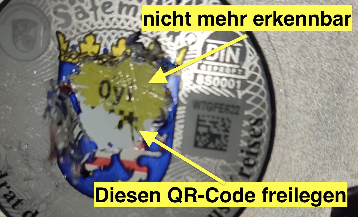 Sicherheitscode Kennzeichen beschädigt - QR Code