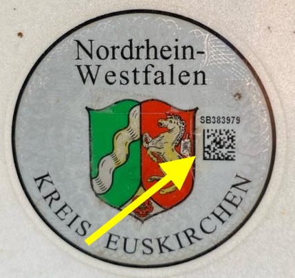 Beispielbild eines Kennzeichen in Nordrhein-Westfalen