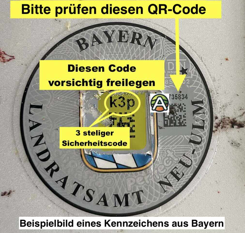 Beispielbild eines online abgemeldeten Kennzeichens aus Bayern